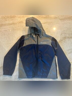 Columbia Glennaker Rain Jacket Boys Size S 8 Navy Gray